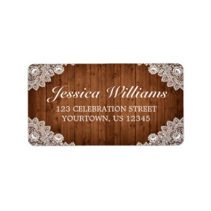 Rustic Wood & White Lace Address Label