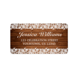 Rustic Wood & White Lace Address Label