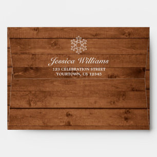 Rustic Wood & White Lace Snowflake Holiday Envelope