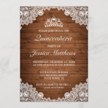 Rustic Wood & White Lace Tiara Quinceañera