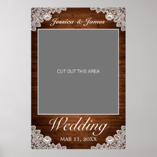 Rustic Wood & White Lace Weddings Photo Prop Poster