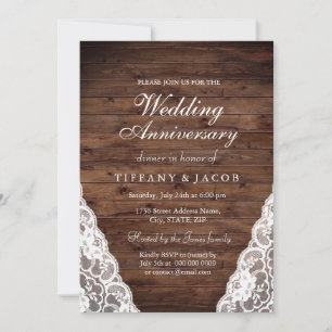 Rustic Wood White Wedding Anniversary Invite