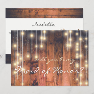 Rustic Wood Will you be my Maid of Honour Invitation