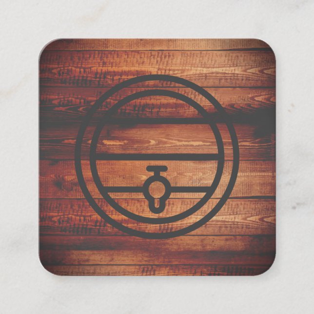 Rustic Wood Wine Beer Barrel Square Business Card (Front)