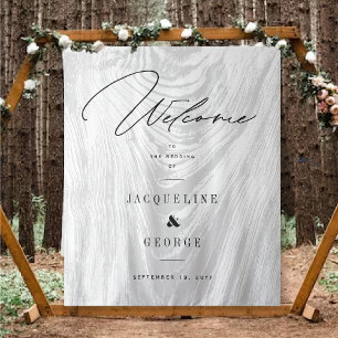 Rustic Wood Winter Forest Wedding Welcome Design Tapestry