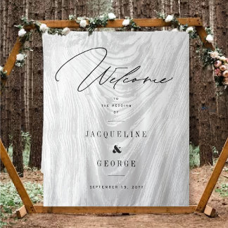 Rustic Wood Winter Forest Wedding Welcome Design Tapestry