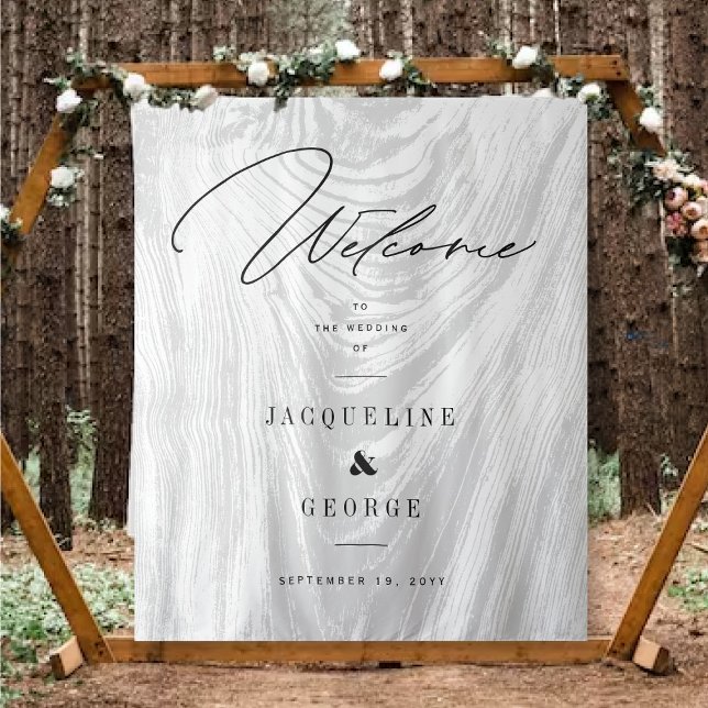 Rustic Wood Winter Forest Wedding Welcome Design Tapestry (Creator Uploaded)