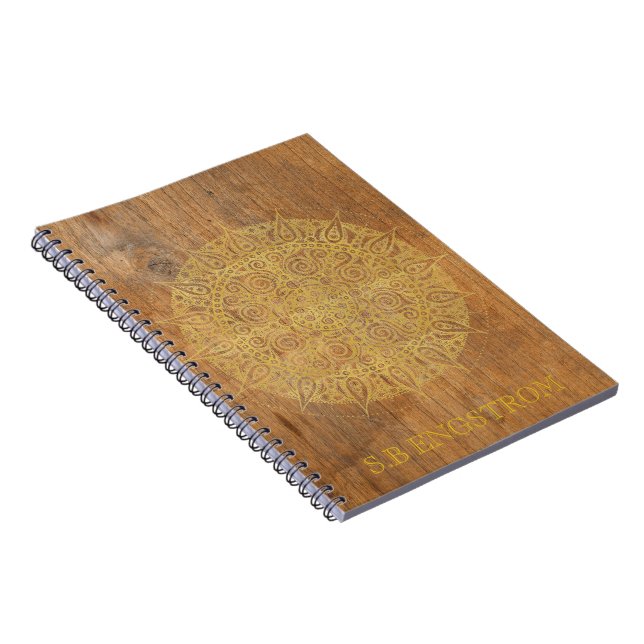 RUSTIC WOOD WITH GOLDEN MANDALA - NAME NOTEBOOK (Right Side)