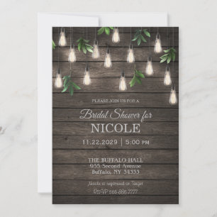 Rustic Wood with Lights Bridal Shower Invitation