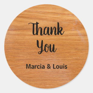 Rustic Wood with Names Classic Round Sticker