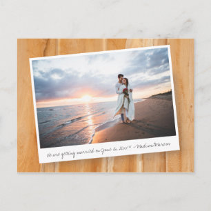 Rustic Wood with Photo Template   Save The Date Postcard
