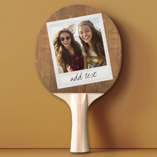 Rustic Wood with Square Photo Frame Ping Pong Paddle