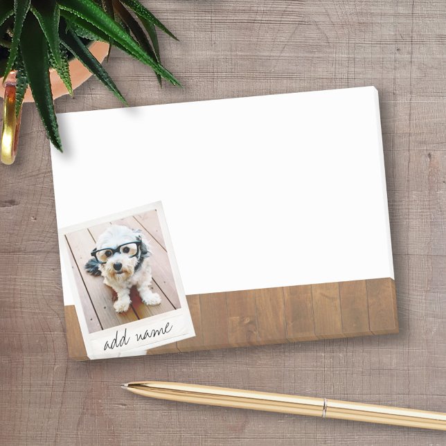 Rustic Wood with Square Photo Frame Post-it Notes (Personalized Post-it notes - add your name and other text)