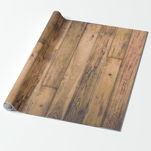 Rustic Wood Wooden Farmhouse Planks Barn Wrapping Paper (Unrolled)
