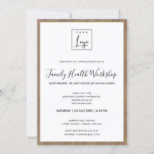 RUSTIC WOOD WOODEN TIMBER YOUR LOGO WORKSHOP EVENT INVITATION