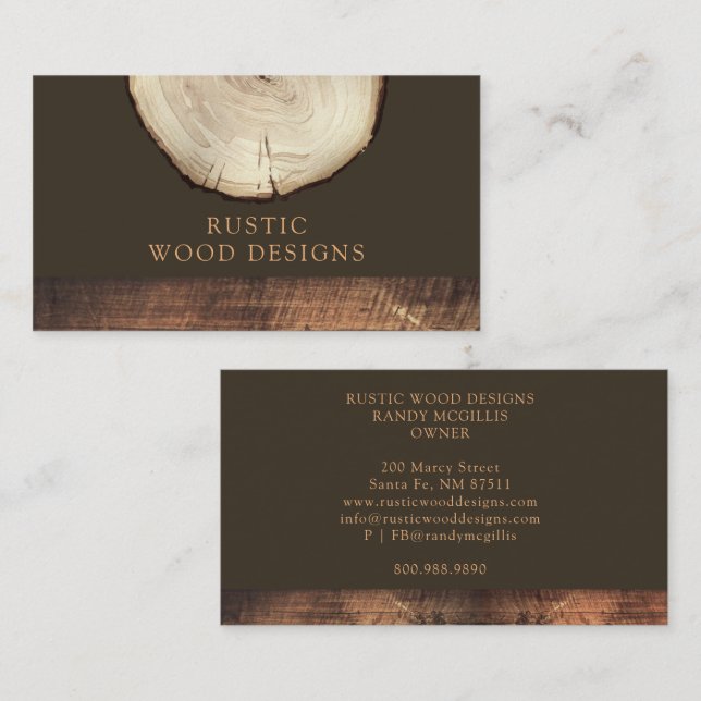 Rustic Wood Woodworker Carpenter Business Card (Front/Back)