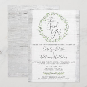 Rustic Wood & Wreath Engagement Party Invitation