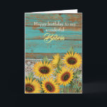 Rustic Wood Yellow Sunflowers Babcia Birthday Card<br><div class="desc">A rustic teal wood,  lace and yellow sunflowers for my babcia birthday card. The inside card message can be personalised if wanted. The back has a wood and sunflower design. Please see all photos. This rustic babcia greeting card would make a wonderful keepsake for her.</div>