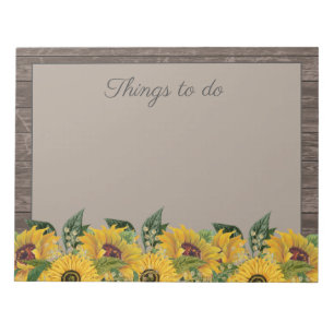 Rustic Wood Yellow Sunflowers Country To Do List N Notepad