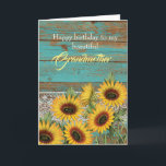 Rustic Wood Yellow Sunflowers Grandmother Birthday Card<br><div class="desc">A rustic teal wood,  lace and yellow sunflowers for my grandmother birthday card. The inside card message can be personalised if wanted. The back has a wood and sunflower design. Please see all photos. This pretty rustic grandmother birthday card would make a wonderful keepsake for her.</div>