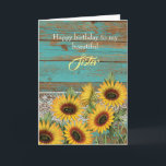 Rustic Wood Yellow Sunflowers Sister Birthday Card<br><div class="desc">A rustic teal wood,  lace and yellow sunflowers for my sister birthday card. The inside card message can be personalised if wanted. The back has a wood and sunflower design. Please see all photos. This pretty rustic sister birthday card would make a wonderful keepsake for her.</div>