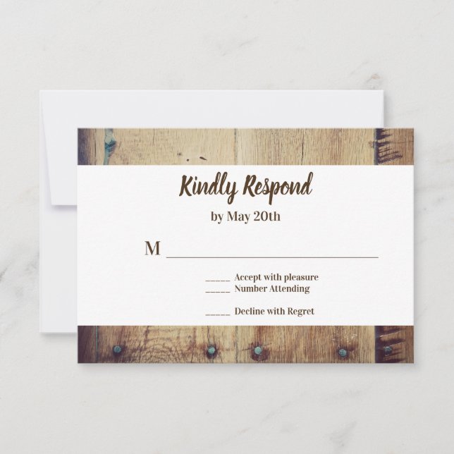 Rustic Wood You and Me Wedding RSVP Card (Front)
