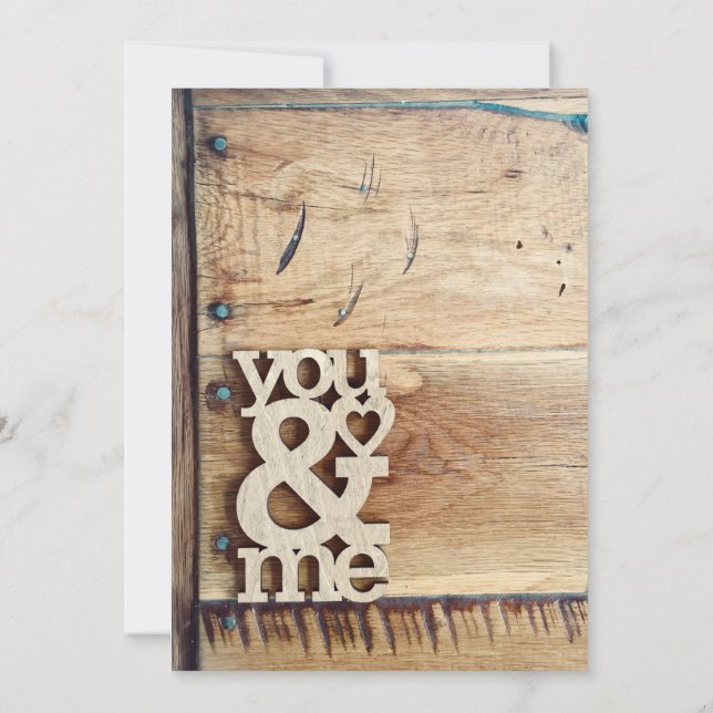 Rustic Wood You & Me Wedding Invitations (Back)