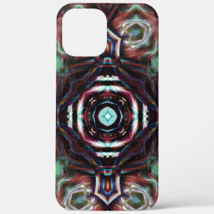Rustic wooded brown kaleidoscope with mint details iPhone 12 pro max case