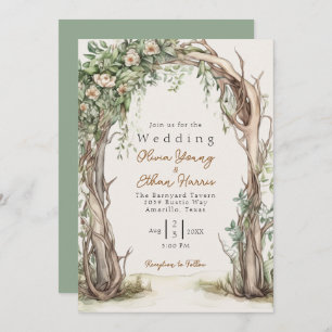 Rustic Wooden Arch Wedding Invitation