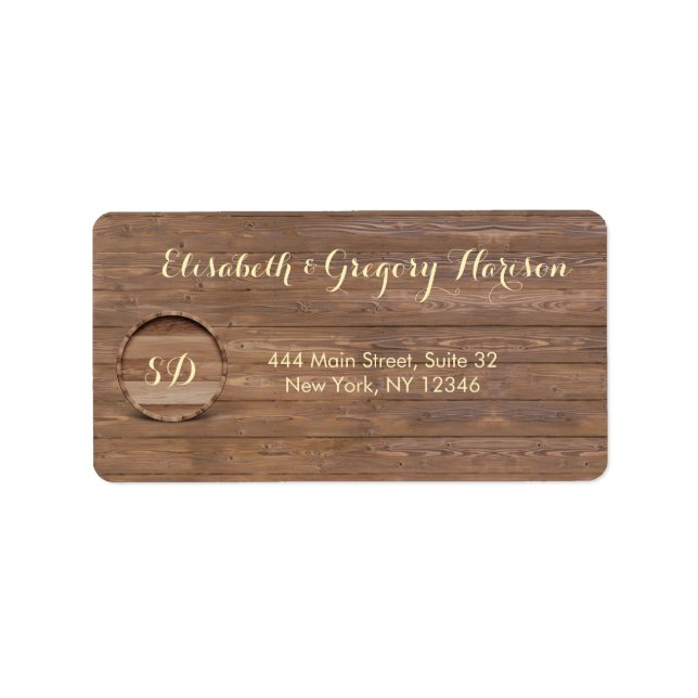 Rustic Wooden Barrel Wedding Custom Label (Front)