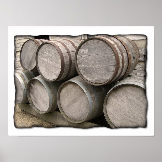 Rustic Wooden Barrels Poster (Front)