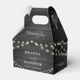 Rustic Wooden Black & White Wedding Thank You Favour Box