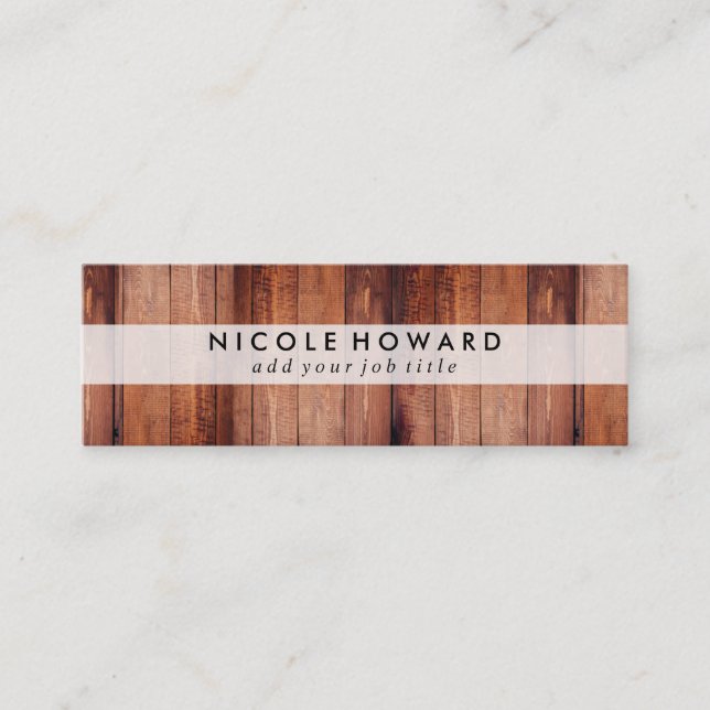 Rustic Wooden Boards Mini Business Card (Front)