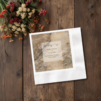 Rustic Wooden Bohemian Floral Wedding  Napkin