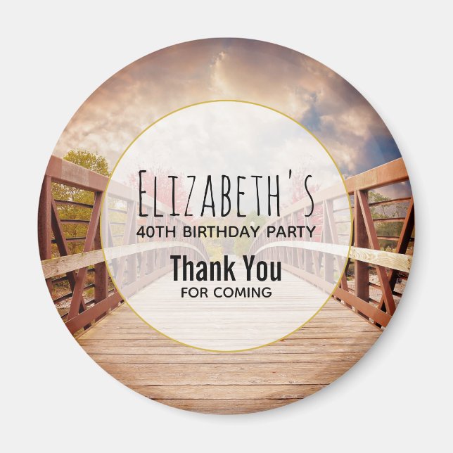 Rustic Wooden Bridge in the Country Birthday Magnet (Front)