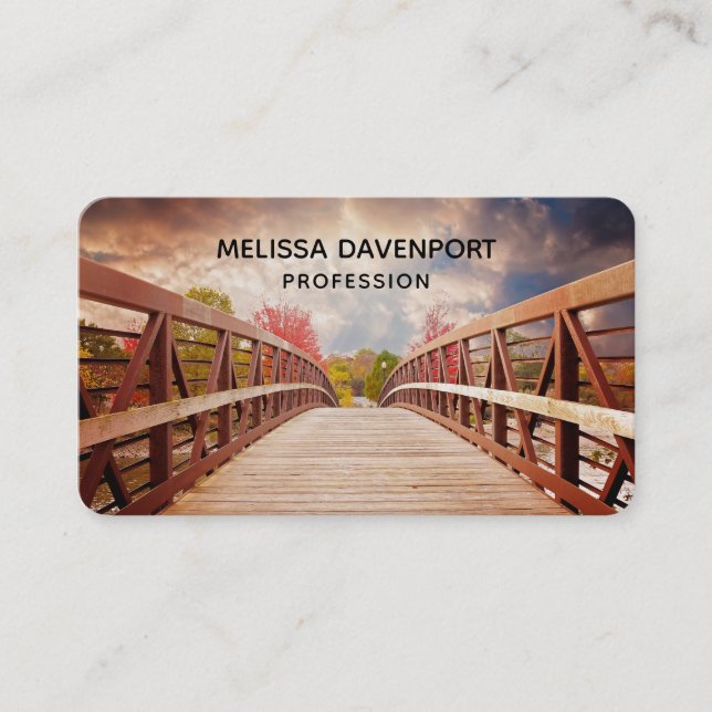 Rustic Wooden Bridge in the Country Business Card (Front)