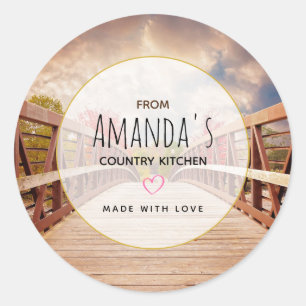 Rustic Wooden Bridge in the Country Classic Round Sticker