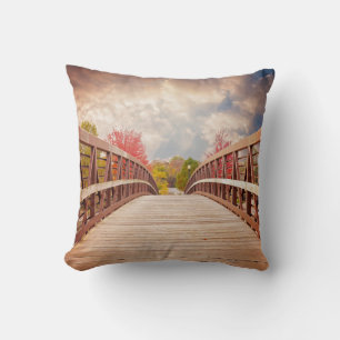 Rustic Wooden Bridge in the Country Cushion