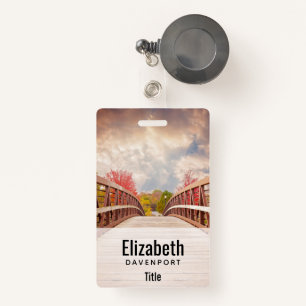 Rustic Wooden Bridge in the Country ID Badge