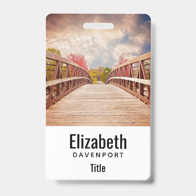  Rustic Wooden Bridge in the Country ID Badge (Front)