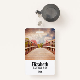 Rustic Wooden Bridge in the Country ID Badge