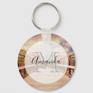 Rustic Wooden Bridge in the Country Key Ring