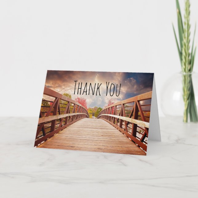 Rustic Wooden Bridge in the Country Thank You Card (Front)