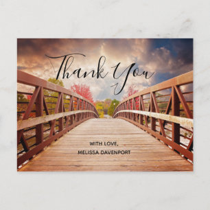 Rustic Wooden Bridge in the Country Thank You Postcard