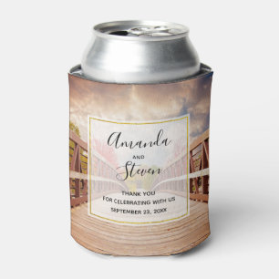 Rustic Wooden Bridge in the Country Wedding Can Cooler