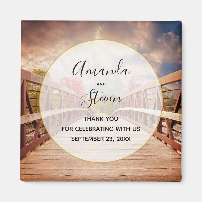 Rustic Wooden Bridge in the Country Wedding Magnet (Front)
