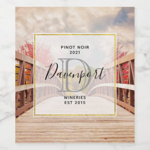 Rustic Wooden Bridge in the Country Wine Making Label