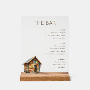 Rustic Wooden Cabin Beverage Menu Acrylic Sign
