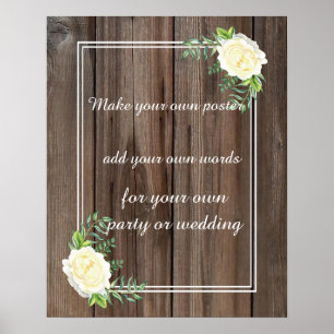 Rustic wooden chic Rose Create your own poster