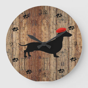 Rustic Wooden Dachshund Clock
